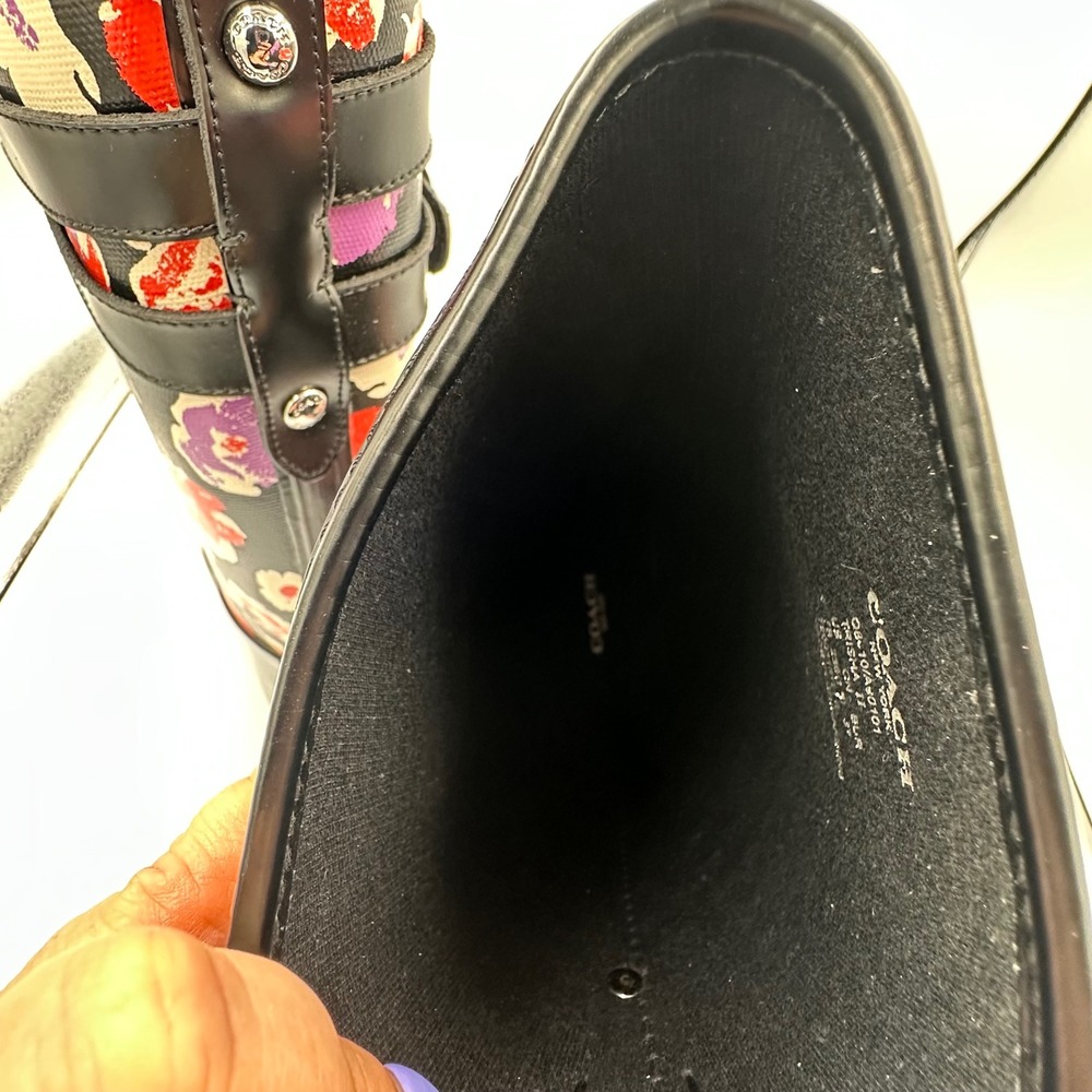 Coach Trisha II Print Rain‎ Boots Black Floral Buckle Accent Size 7B - Picture 15 of 15